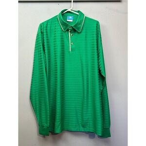 Clipper Store Mens XL Green Long Sleeve Polo Shirt Shadow Stripe 160-00215-06
